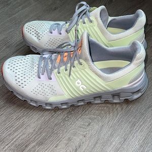 On running shoes. Cloudswift, size 8.5. Are worn, but great condition.